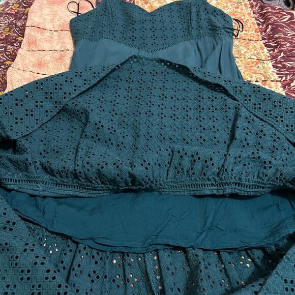 Miami LARGE Adjustable Spaghetti Strap Eyelet Crochet Detail Midi Sundress - Picture 9 of 14